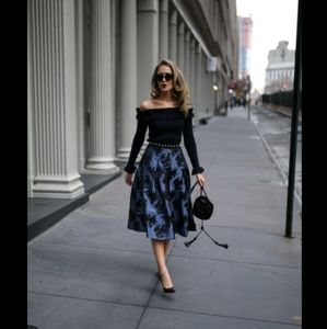 White House Black Market Jacquard Pleated Maxi Skirt